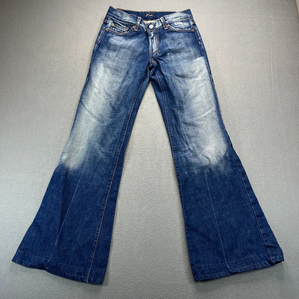 7 For All Mankind Dojo Jeans Womens 27 Blue Wide Leg Trouser Y2K Made in USA